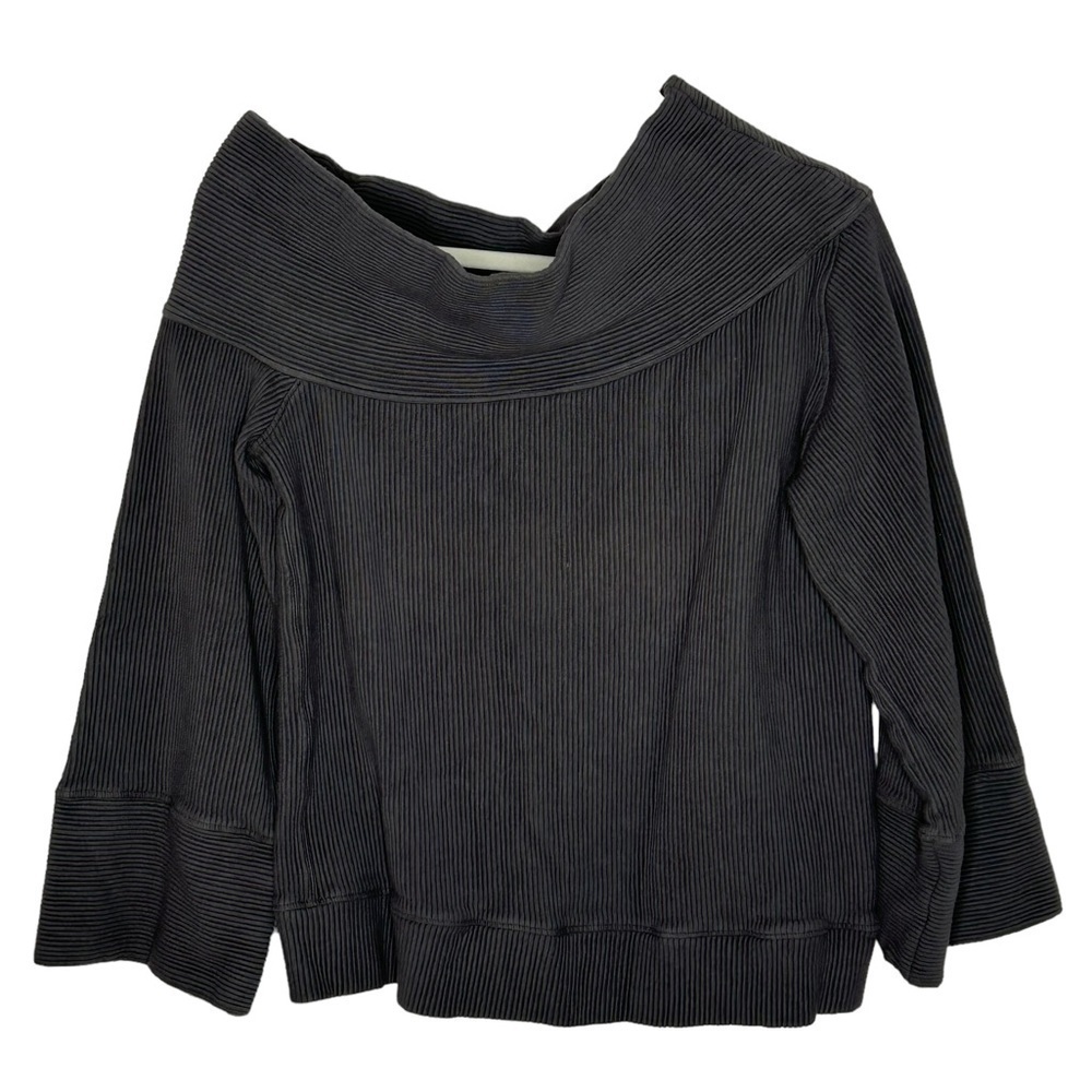 Off-Shoulder Ribbed Sweater Top - Gray - Picture 4 of 14